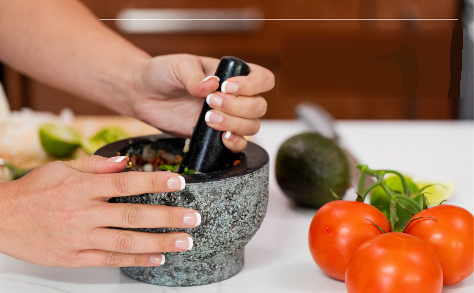 Набір для ступки та товкачка HiCoup – 15 см, натуральний граніт, не пористий, для кухні