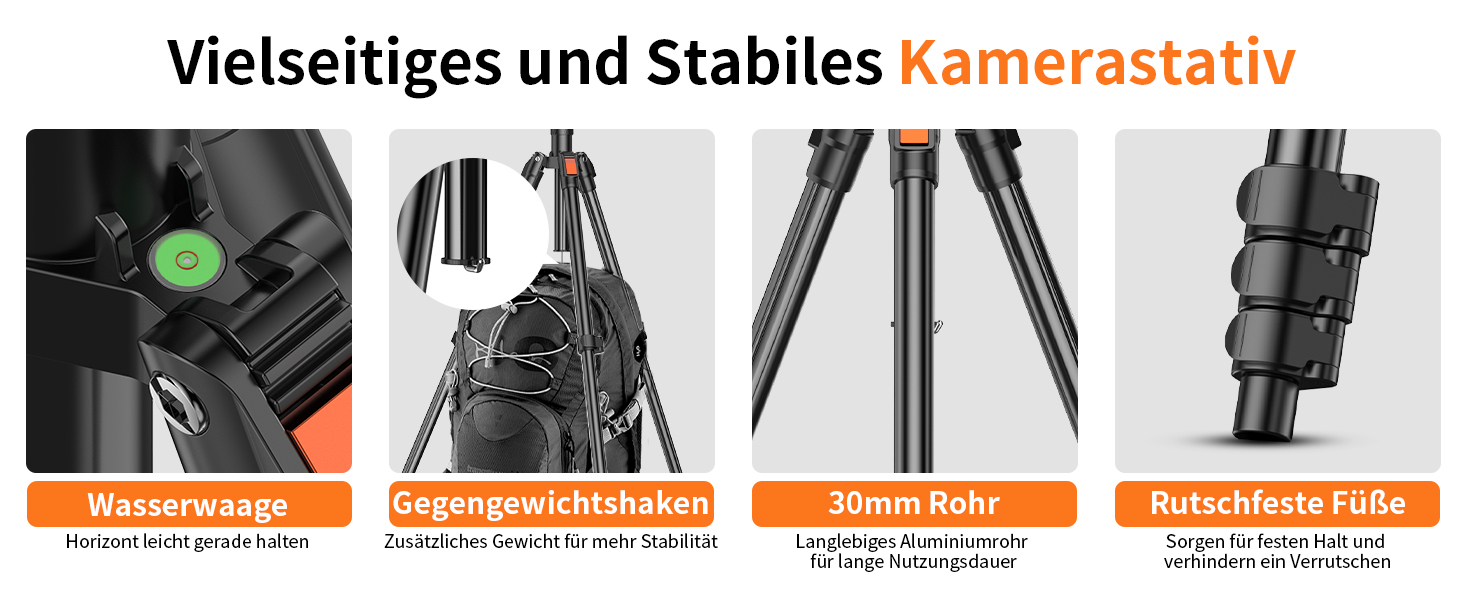 Штатив для камери XXZU 180 см, легкий, для DSLR/смартфона, з кульковою головкою 360° та 1/4-дюймовою різьбою, чорний