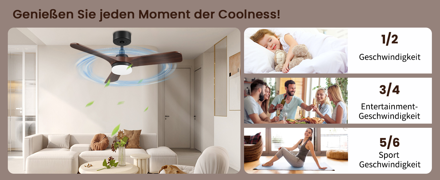 Дерев'яний стельовий вентилятор з підсвіткою, тихий DC-двигун, 90 см, для вулиці, 3 лопаті, диммування LED 24W, пульт з пам'яттю, 6 швидкостей, таймер, текстурована деревина