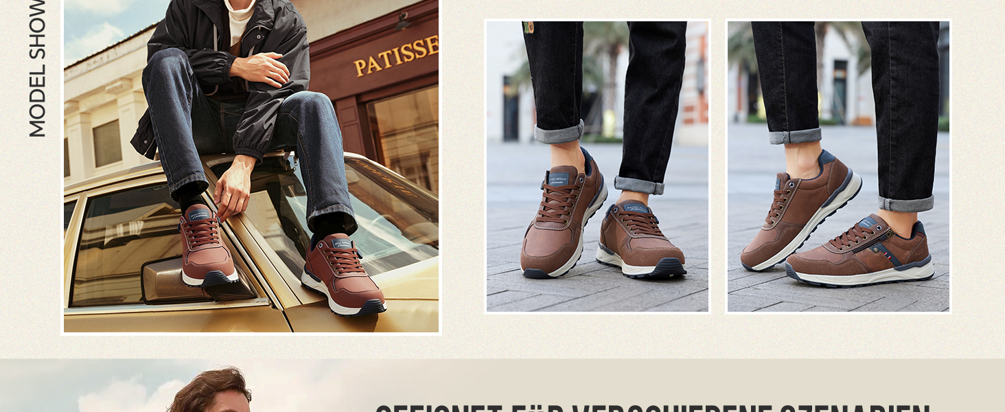 ARRIGO BELLO Кросівки для чоловіків, коричневі, на блискавці, трекінгові, зручні, 41-46 EU