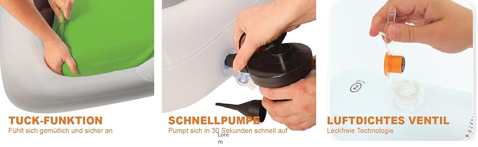 Надувне дитяче ліжко Shrunks® з бортиками - зручне для подорожей, кемпінгу та готелів. Біле/коричневе ліжко-матрац 152 x 94 см для малюків