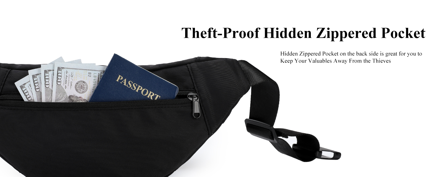 Чоловіча/Жіноча поясна сумка MAXTOP для активного відпочинку, спорт, подорожі (4 відділення, водонепроникна, чорна)