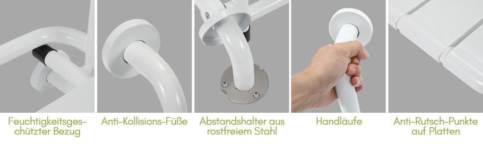 Ansobea Shower Stool for Seniors, Bath Stool, 7-Level Height Adjustable, 41-56 cm, Shower Chair with U-Shaped Hygiene Cutout, Bathroom Stool, Stable for the Shower (Type 6 Foldable Shower Seat)