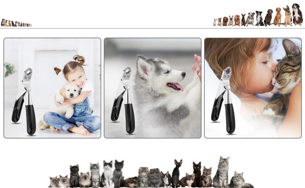 Ножиці для обрізання кігтів домашніх тварин Fdit - для собак та котів, чорний колір