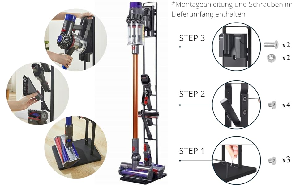 Підставка Wessper для пилососів Dyson – металева підставка-тримач для V6, V7, V8, V10, V11, V12, V15, Gen5, Slim, DC30, DC31, DC34, DC35, DC58, DC59 – аксесуар для зберігання, стабільна та економна