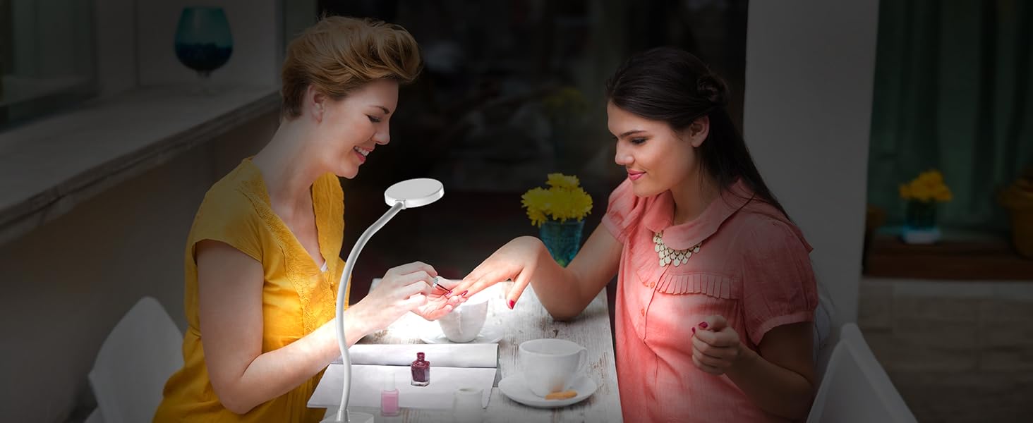 LED лампа для читання ZAPLIT з кріпленням на ліжко – 3 режими, 10 яскравостей, USB-C, гнучкий шийка 40 см, для спальні, робочого столу та кемпінгу, білий, діаметр 3,5 дюйма