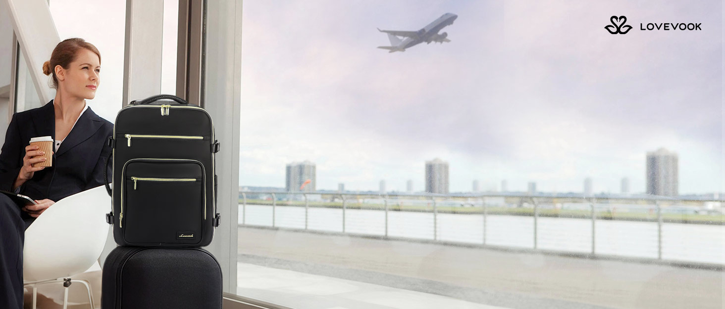 LOVEVOOK Рюкзак ручної поклажі, 40L, для ноутбука 17 дюймів, бежевий, для подорожей