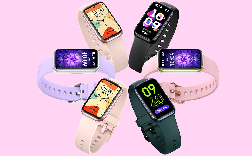 Фітнес-годинник з крокоміром, пульсометром та монітором сну. Розумний браслет-фітнес-трекер, смарт-годинник. Водонепроникний IP68, сумісний з Android та iOS. Для жінок, чоловіків та дітей. Рожевий колір.