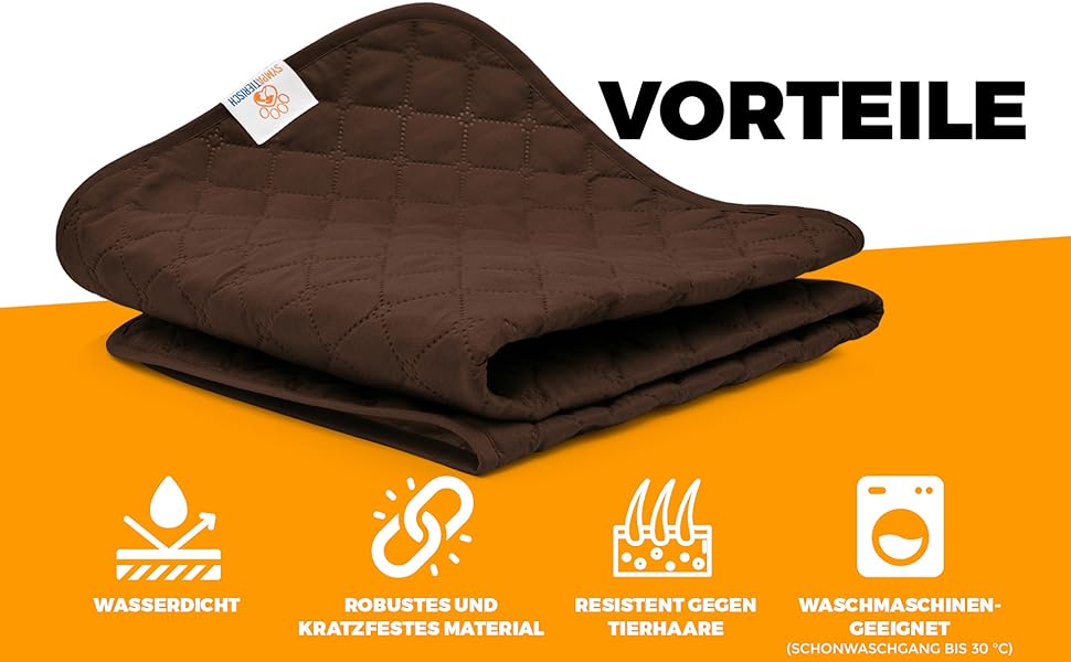 Водонепроникний коврик для собак SympaTierisch: захист дивану та ліжка, 150 x 130 см, коричневий