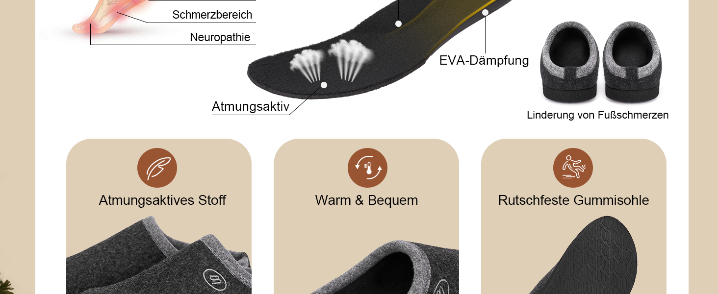 Тапочки халатні Ruyi для дому та вулиці, зимові, з підтримкою склепіння стопи, антиковзаюча підошва, сірі, 43 EU