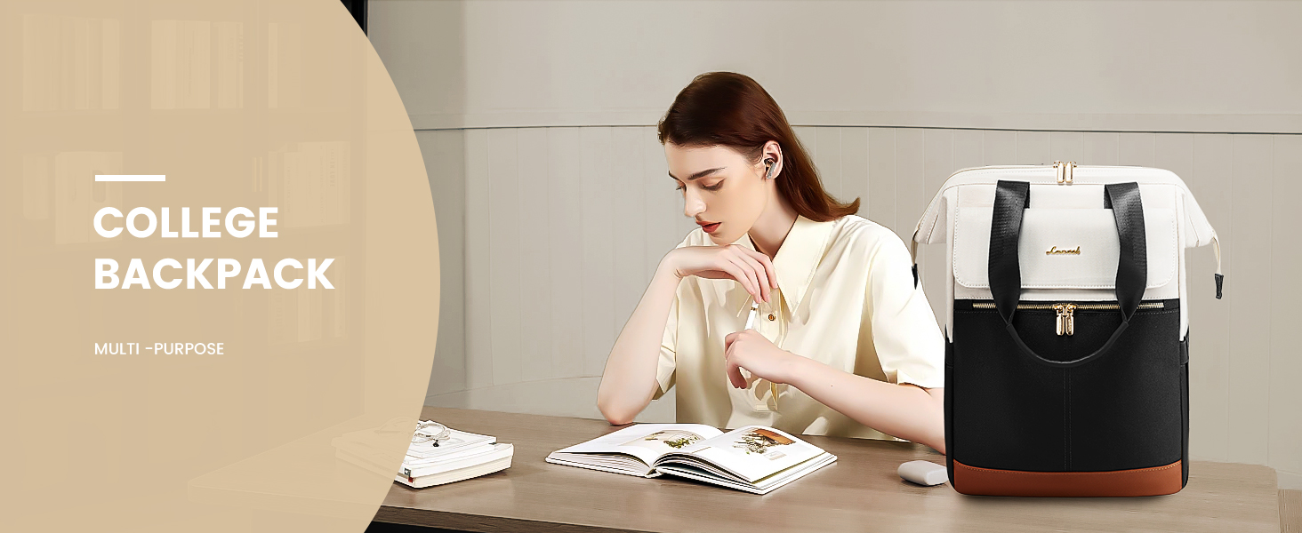 Сумка-рюкзак LOVEVOOK для жінок, водонепроникний рюкзак для ноутбука, шкільна сумка для підлітків, елегантний рюкзак для щодня, 15.6 дюймів, сумка для роботи, сумка для вчителя, рюкзак для подорожей, бежевий та хакі