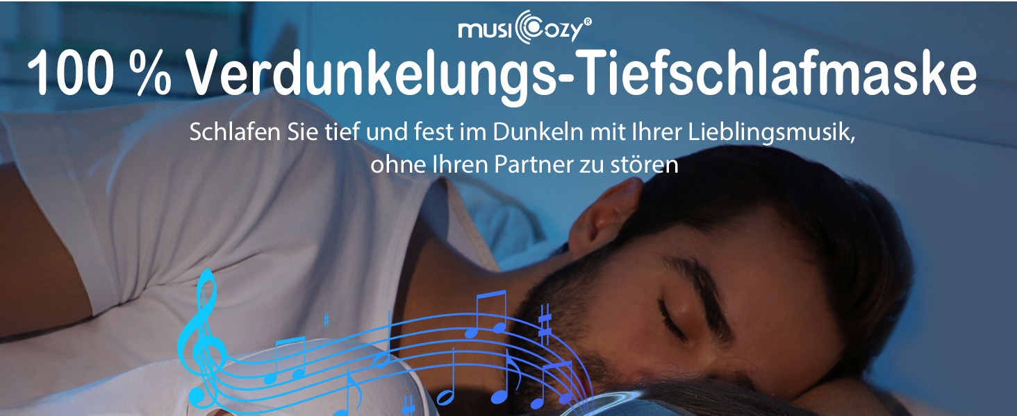 Маска для сну з навушниками Musicozy 3D Bluetooth, повна затемнення, для сну, подорожей, відпочинку, медитації (Цянова)