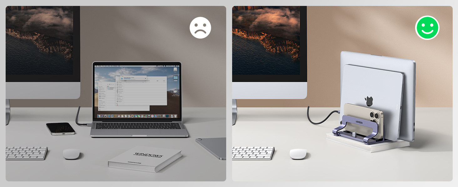 Підставка для ноутбука UGREEN з алюмінію (3 слоти) - вертикальна підставка для MacBook Pro/Air, iPad, Huawei, Surface, Dell, HP