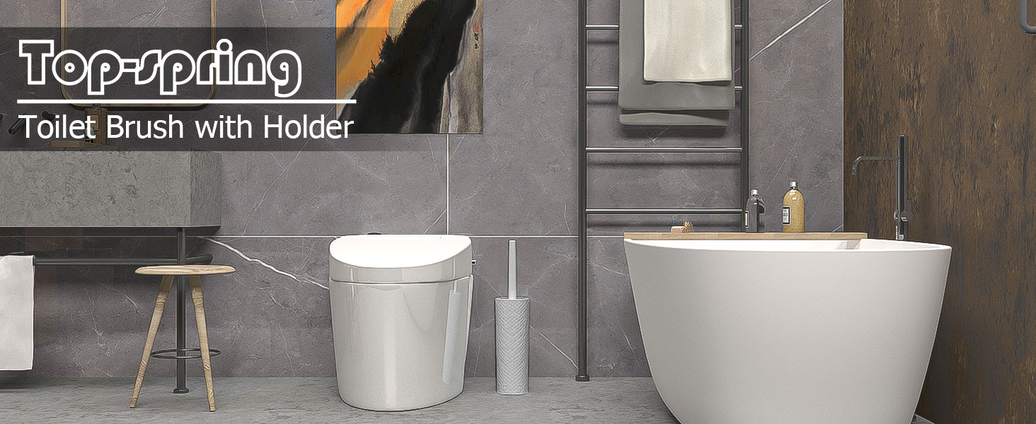Набір для чищення унітазу 2 шт. з пластиковою ручкою та м'якою щетиною, 4 насадки, ергономічний дизайн, сірий колір