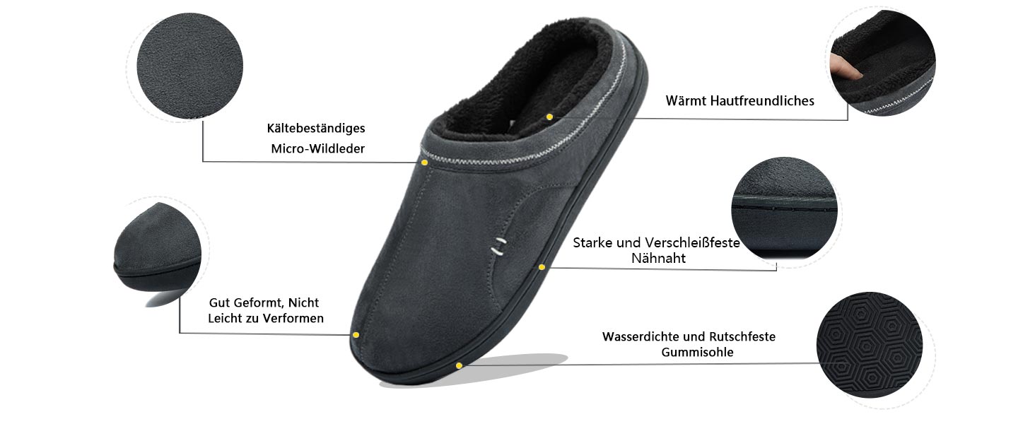 Чоловічі домашні тапочки з меморі-піною, теплі зимові тапочки, з підкладкою, сліпони з неслизькою гумовою підошвою, для дому та вулиці, 49/50 EU, Коричневі