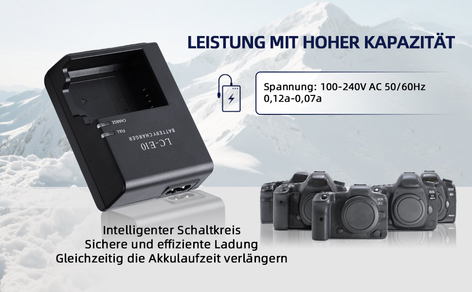 Зарядний пристрій для акумулятора Canon LP-E10/LC-E10C/LC-E10/LC-E10E (сумісний з EOS Rebel T7, T6, T5, T3, T100, EOS 4000d, 3000d, 2000d, 1500d, 1300d, 1200d, 1100d, 1100dkiss)