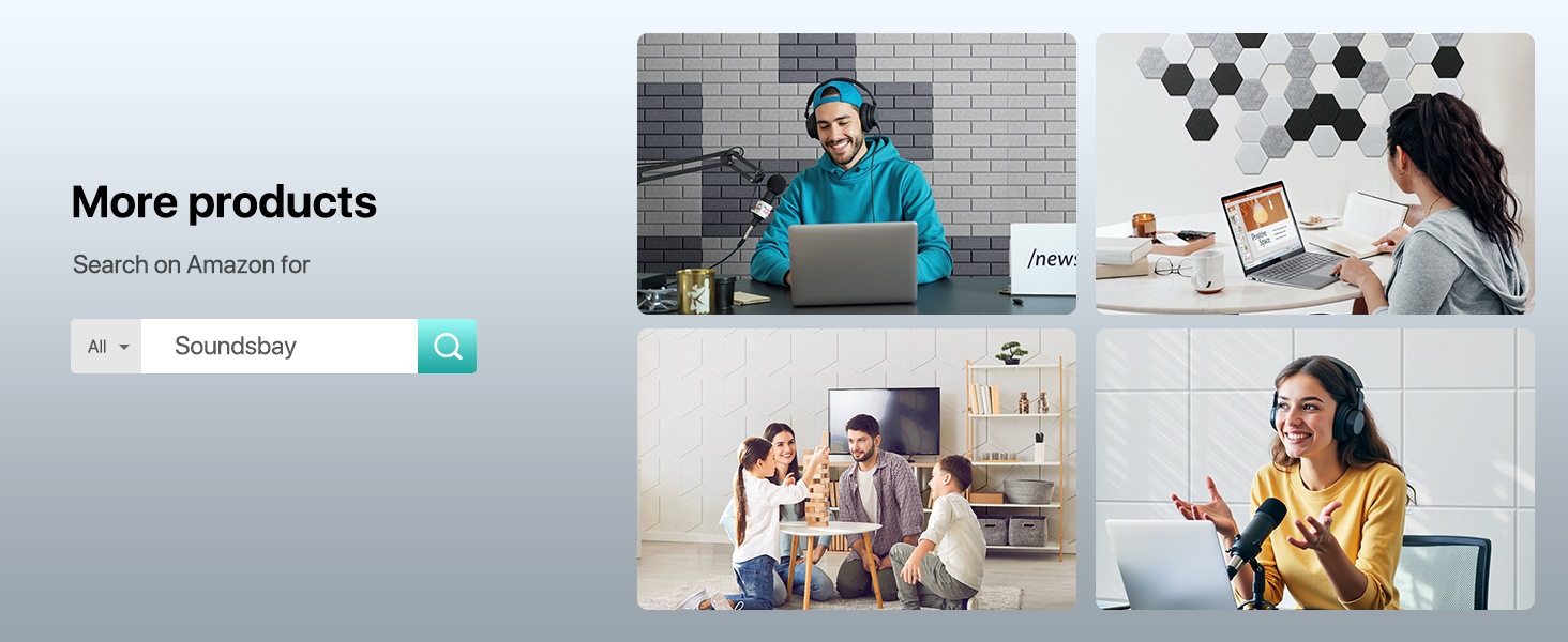 Акустичні панелі Soundsbay для шумоізоляції та звукопоглинання, самоклеючі поліестерні плити 30×30×0.9 см, чорні, 12 шт.