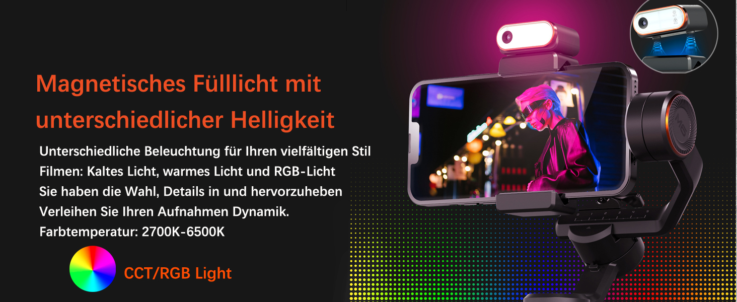 Штатив-стабілізатор Hohem iSteady M6 Kit для смартфонів з AI-трекером та світлом, 3-осьовий, OLED-дисплей, 400г