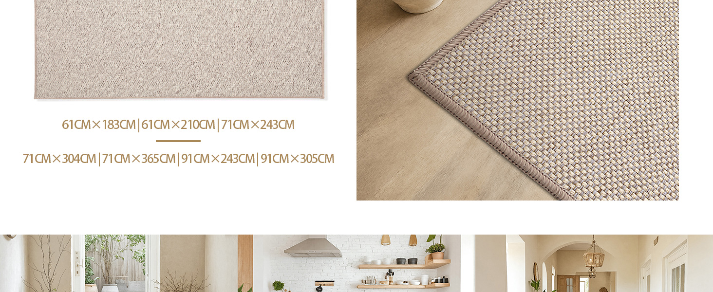 Килимок кухонний неслизький, 61x183 см, тканинний з гумовою основою, бежевий | COLOR&GEOMETRY