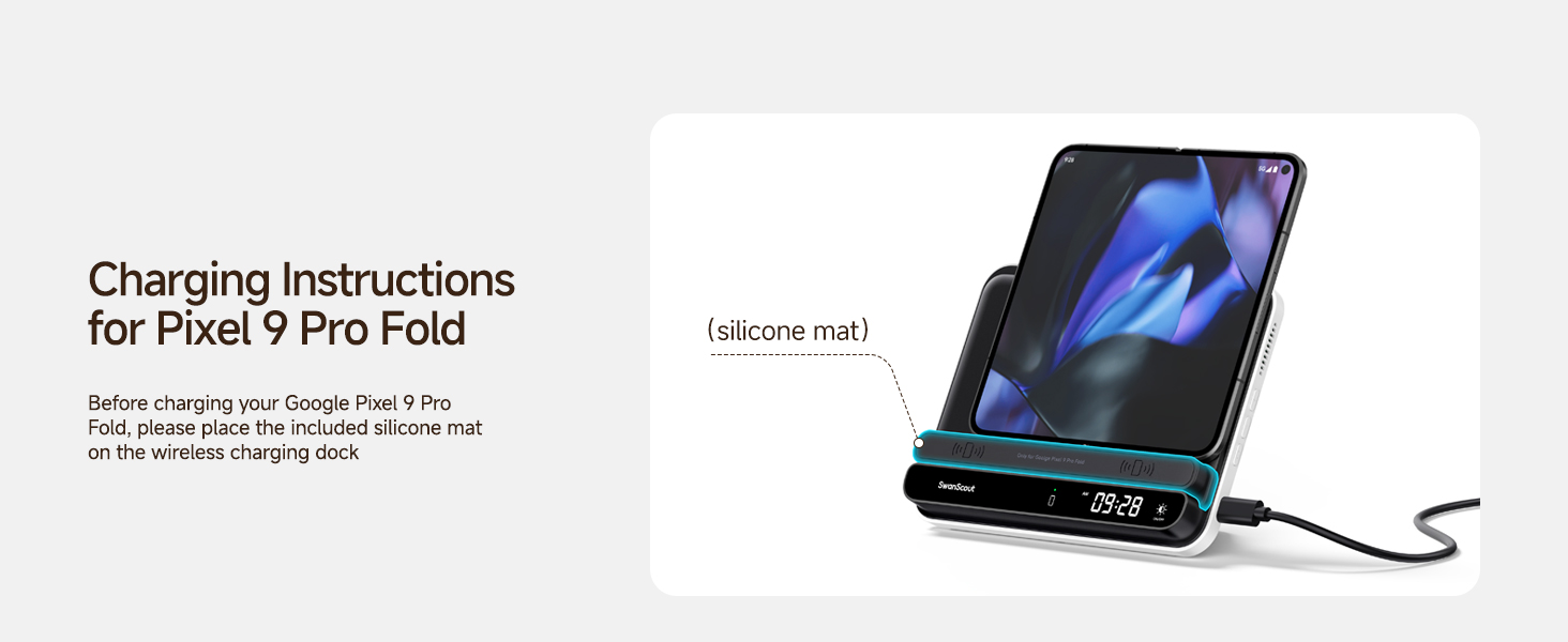 Бездротова зарядка SwanScout 504F для Samsung Galaxy Z Fold (6/5/4/3), Google Pixel 9 Pro Fold, Pixel Fold та Galaxy Buds