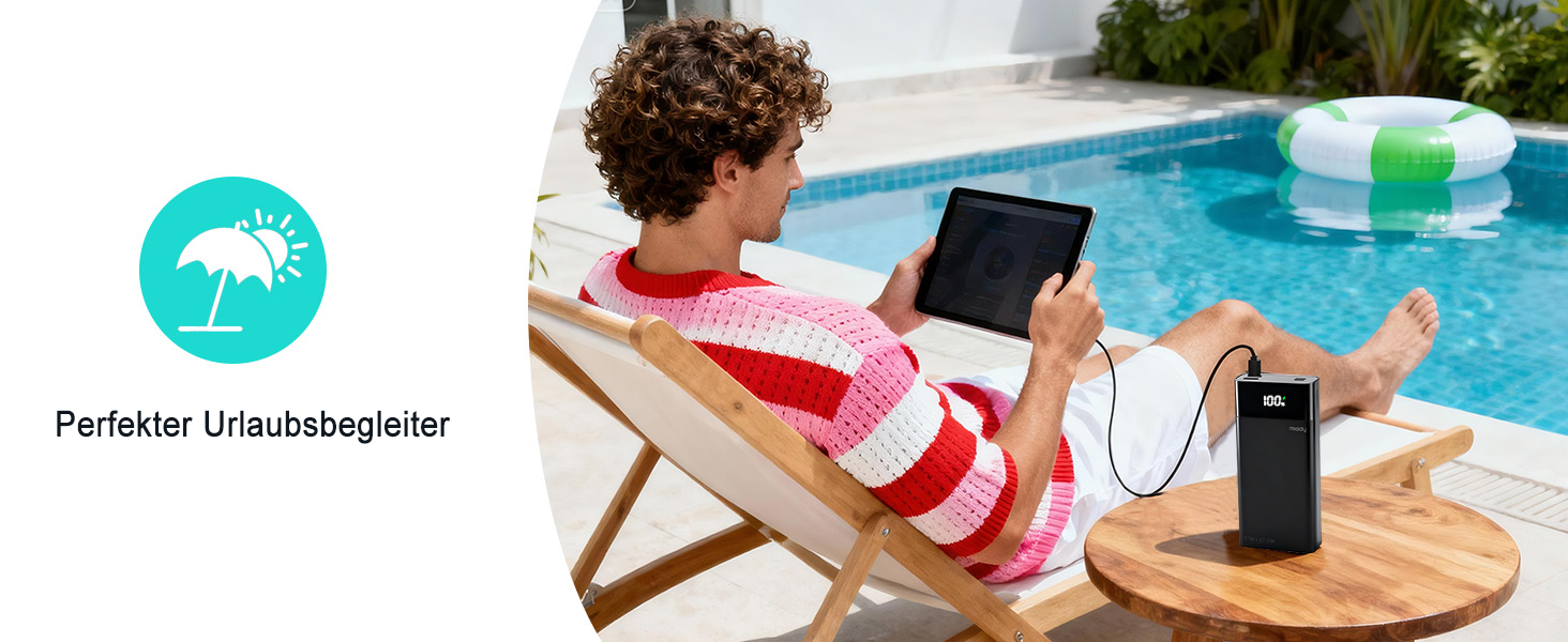 Power Bank Maidy 20000mAh з USB-C кабелем, 27W швидка зарядка, сумісний з iPhone, Galaxy, Xiaomi, iPad, Switch