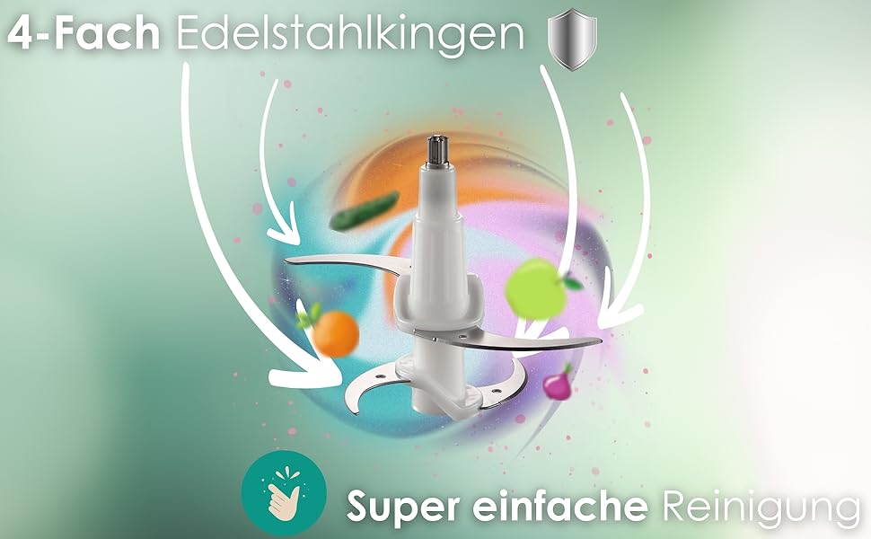 Електричний подрібнювач Multizerkleinerer Blitzhacker 500W 1,8L: універсальний кухонний комбайн для приготування дитячого харчування, горіхів, овочів, фруктів та м'яса. Скляна чаша.