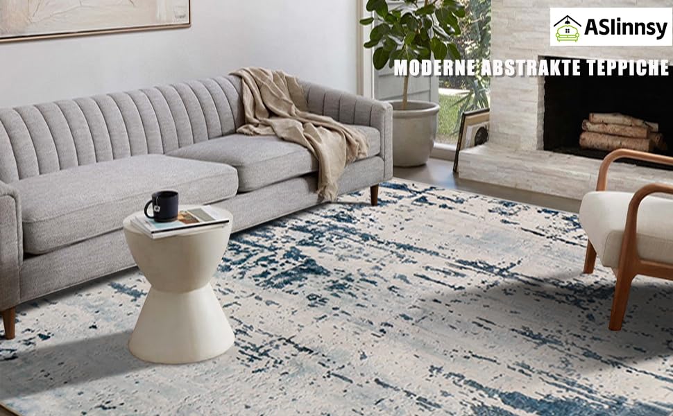 Килим з коротким ворсом для вітальні: абстрактний дизайн, сірий колір, 120 x 160 см