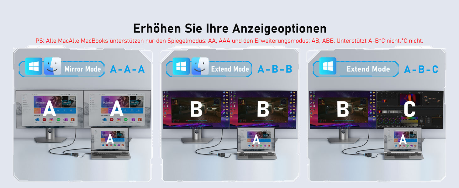 Lemorele Док-станція USB C з хабом Dual HDMI, 2025 Upgrade, 2*HDMI, 3 USB 3.0/2.0, PD 100W, сумісна з Windows, MacBook, Dell, HP, Surface