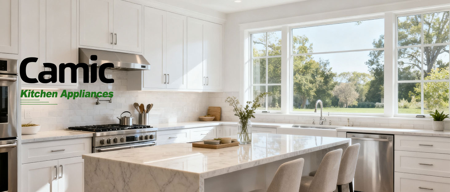 Кухонний комбайн-міксер Camic з LED-дисплеєм, 10 швидкостей, 3 насадки (вінчик, міксер, гак) та 2 чашами з нержавіючої сталі 4л і 5л для тіста, хліба та тортів, чорний