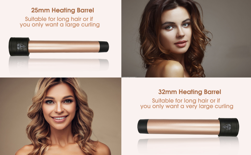 Welleneisen Janelove 3 Fässer: керамічний локон для волосся 10-32 мм, 180°C/210°C, 5 в 1, з рукавичкою (Чорний)