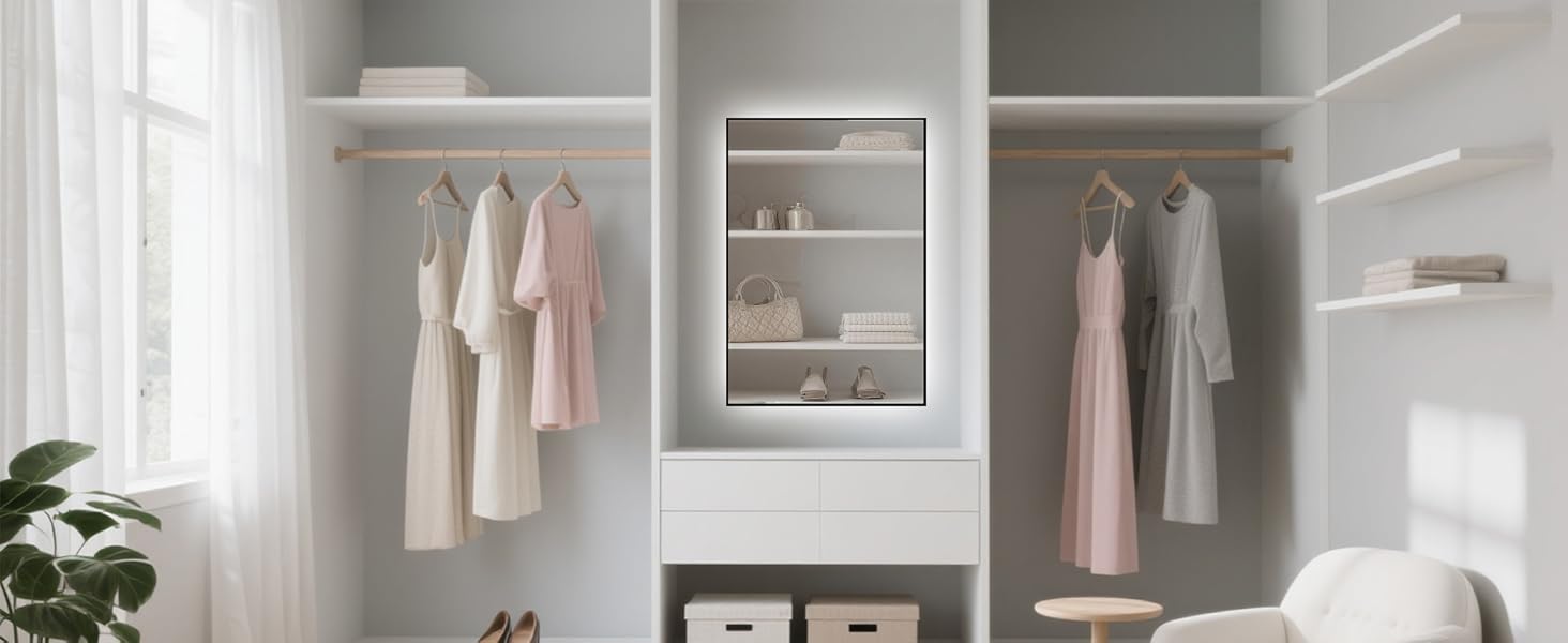 LED дзеркало для ванної кімнати з підсвічуванням 45x65 см, водонепроникне IP54, холодне біле світло 6500K, прямокутне, енергозберігаюче, біле