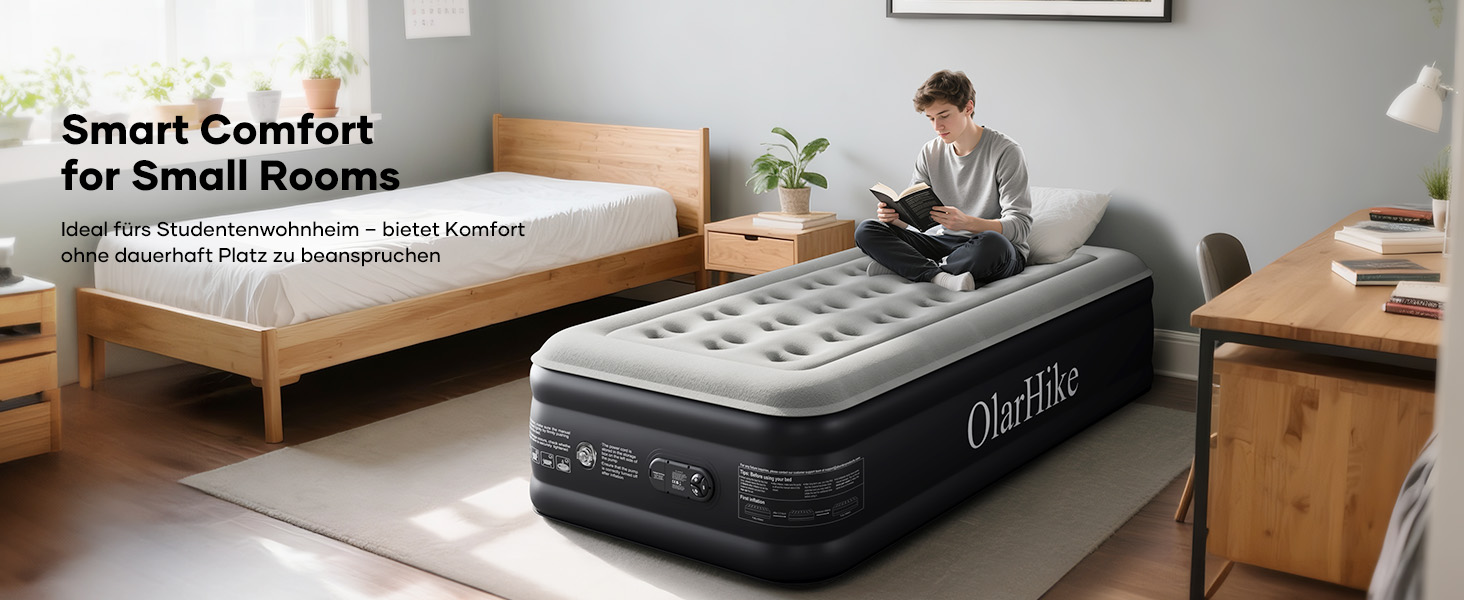 Надувний матрац OlarHike для кемпінгу та дому - 200 x 140 x 46 см, самонадувний, на 2 особи