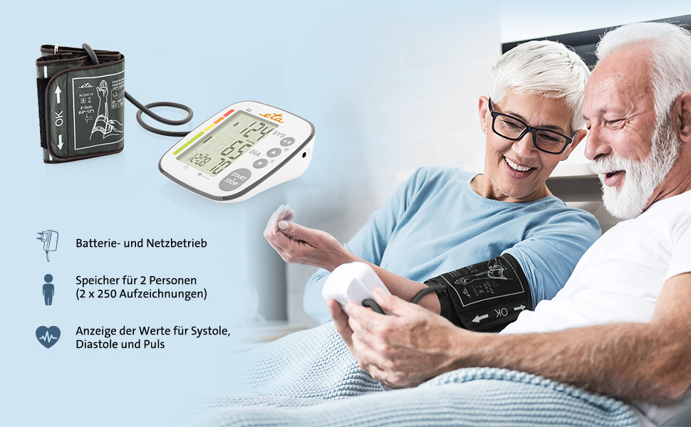 Тонометр на плече ETA для 2 осіб, пам'ять 2x250 записів