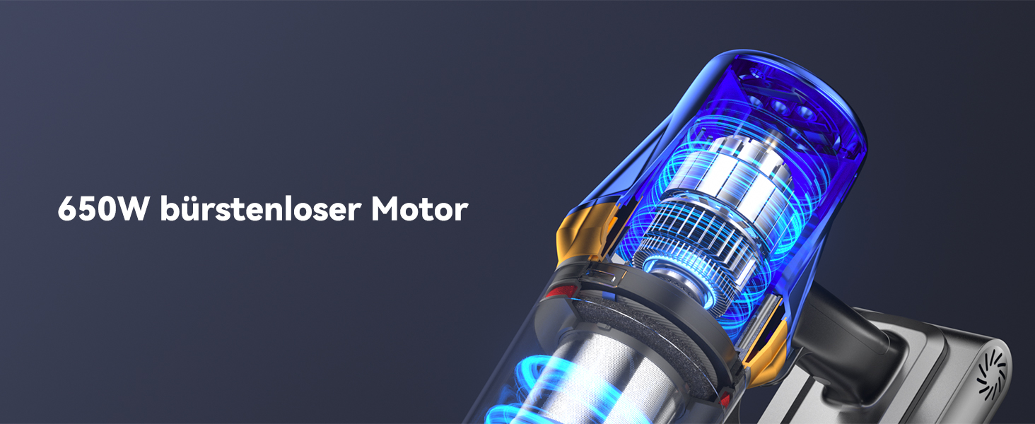 Бездротовий акумуляторний пилосос H9 58000Pa/650W з LED-екраном та турбощіткою для тварин, килимів та твердих підлог (блакитний)