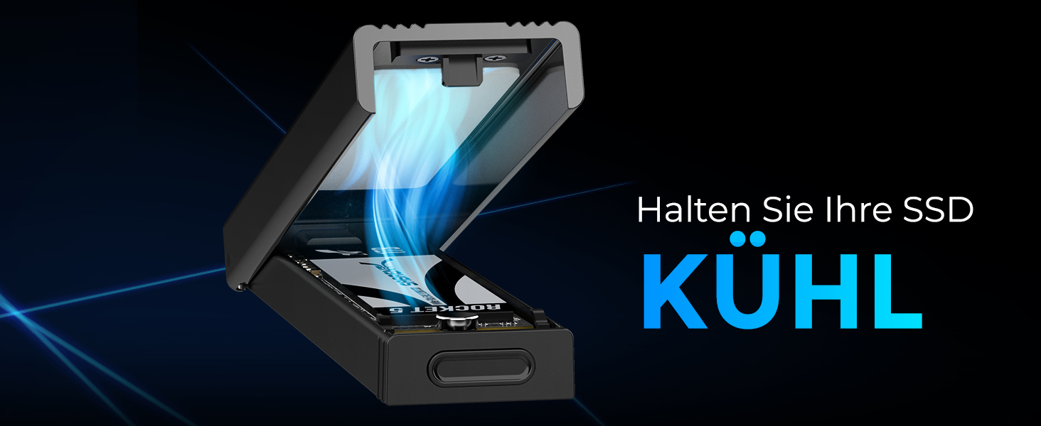 Корпус для NVMe SSD Sabrent з адаптером m2 SATA, USB C 3.2 Gen 2 (10 Гбіт/с), з кулером, для бізнесу