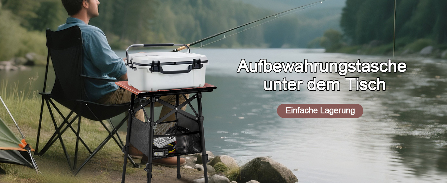 Складний алюмінієвий стіл для кемпінгу Odoland з регульованою висотою та сумкою для зберігання 46x42x42-60 см