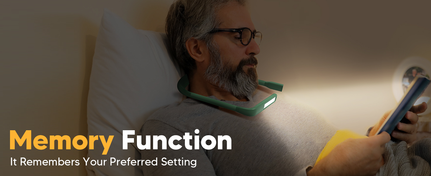 LED лампа на шию для читання Buch: світло для книги, в'язання, рукоділля (зелена). 3 режими освітлення