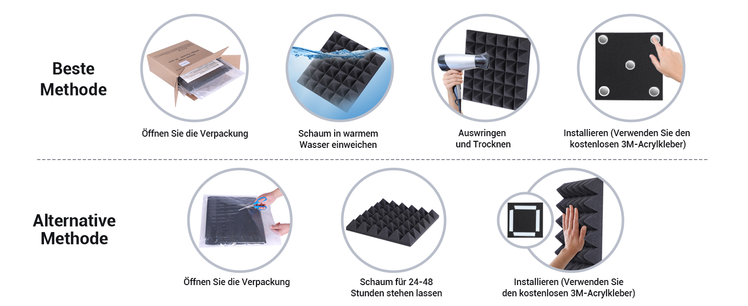 Акустичні пірамідні панелі Ohuhu для звукоізоляції, шумопоглинаючий поролон 30x30x5 см, 24 шт. (для студії, подкастів, YouTube)