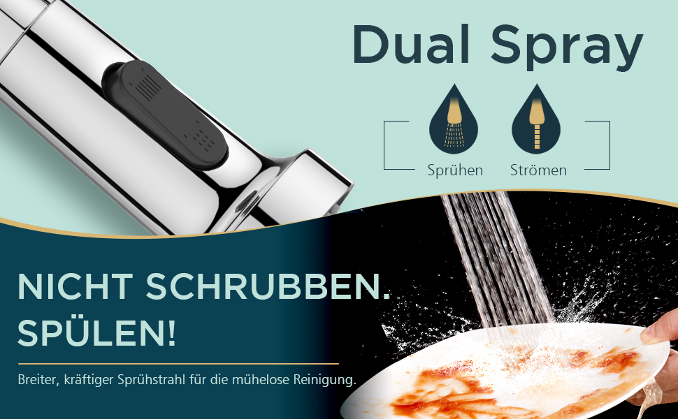 Кран кухонний FORIOUS з високим вигином, висувною лійкою, 360° поворот, 2 режими, нержавіюча сталь (шліфована/полірована)