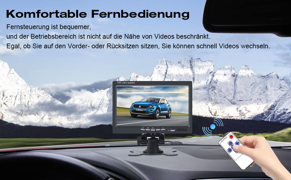 AISHICHEN 7-дюймовий TFT LCD монітор для авто, екран заднього виду для камер заднього огляду, 2 відеовходи, 12V/24V, без камери, для легкових і вантажних авто, монітор