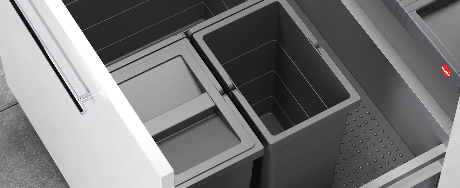 Hailo Solo Automatic Waste Bin - 20 Liter, Anthracit - Cabinet Mount, Drawer Pull-Out Waste Container