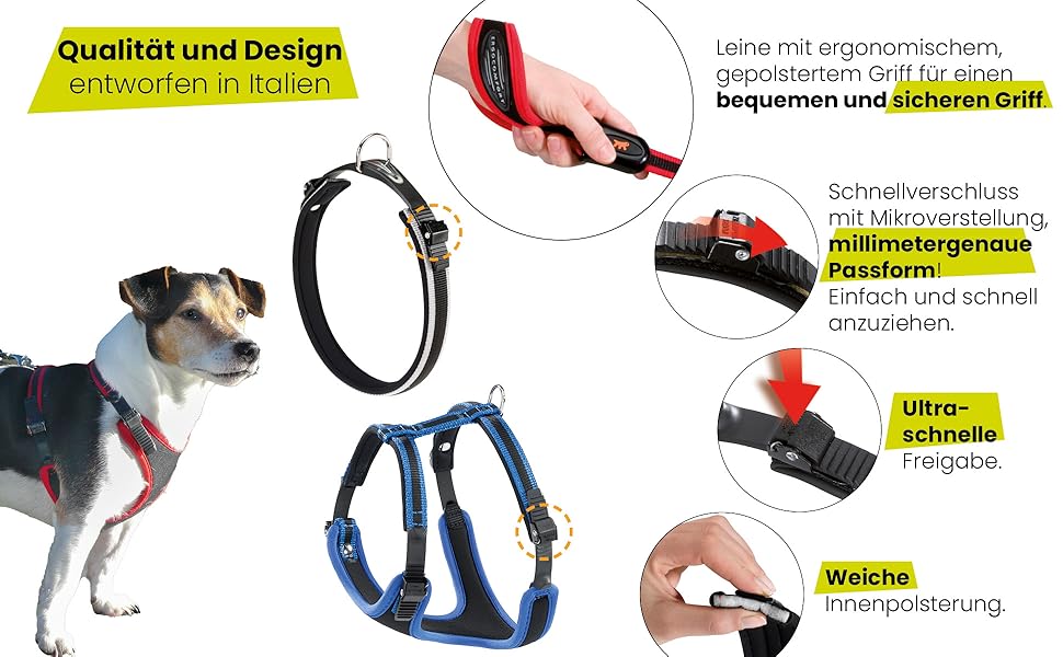 Шлейка для собак Ferplast ERGOCOMFORT Medium, зручна, з м'якою підкладкою, регульована, з подвійним мікрорегулюванням, швидка застібка, срібляста (червона), обхват шиї 37-47 см, обхват грудей 55-65 см