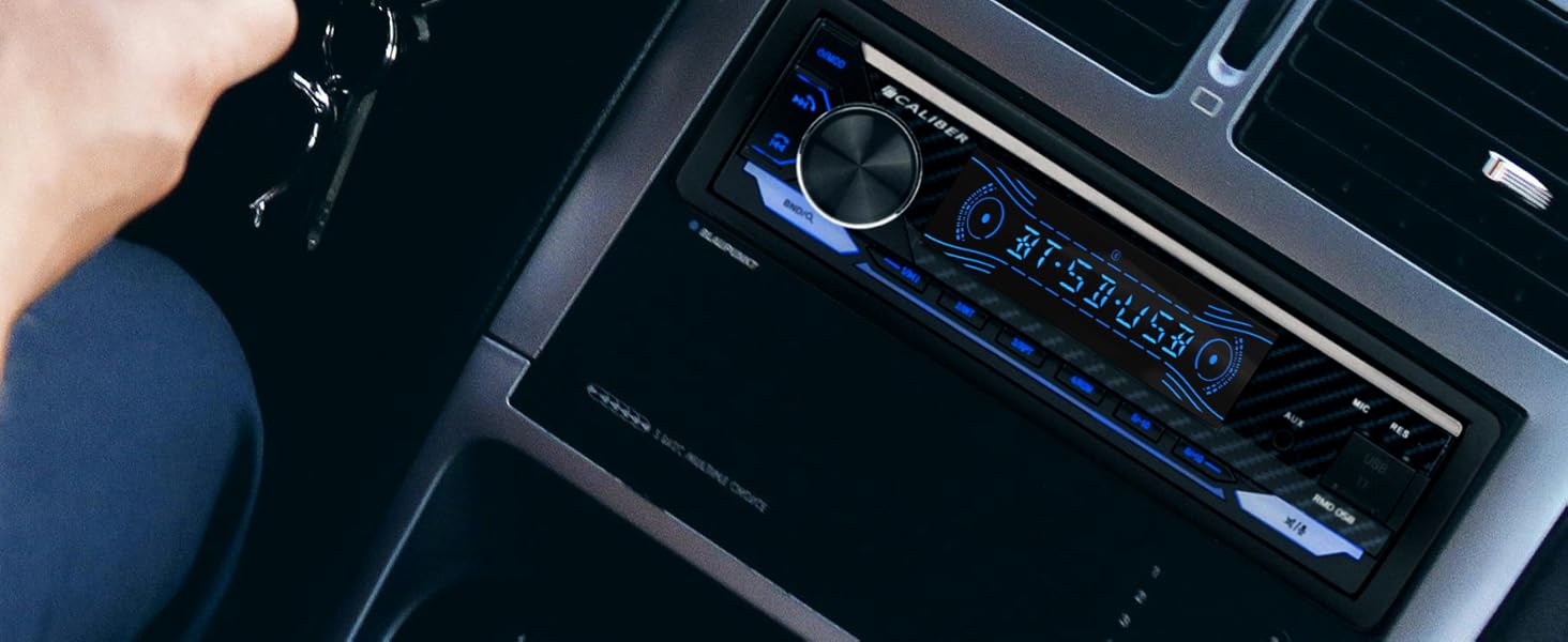 Автомагнітола Caliber 1DIN Bluetooth, FM-тюнер, 4x100Вт, USB/MicroSD, зарядка 2.1A, AUX, гучний зв'язок, зовнішній мікрофон, RCA, MP3/WMA/APE/FLAC