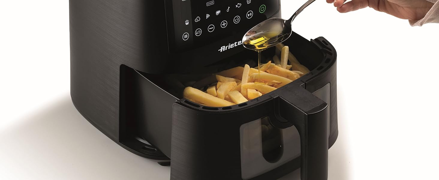 Фритюрниця аероном 4L Ariete 4633, 1400 Вт, 9 програм, Shake & Grill, до 200°C, чорний
