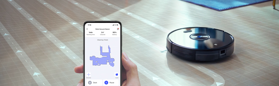 Робот-пилосос Chuango RV-500 з функцією миття підлоги, 4 режими, 500 мл контейнер для сміття, 300 мл бак для води, 2200Pa, до 150 хв роботи
