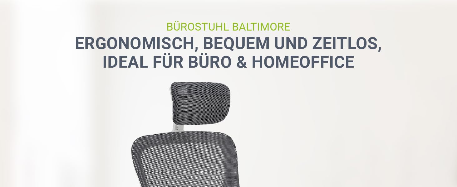 Офісний стілець Juskys Baltimore з роликами та підлокітниками - ергономічний, регульований по висоті - для кабінету, поворотний - сірий