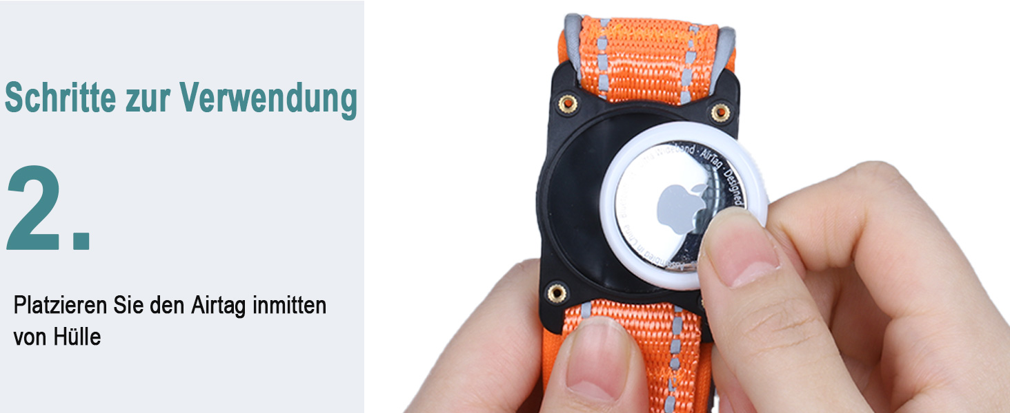 Світловідбиваючий нашийник для Apple AirTag для собак, регульований, водонепроникний, для малих, середніх та великих собак, L (32-43.5 см), фіолетовий