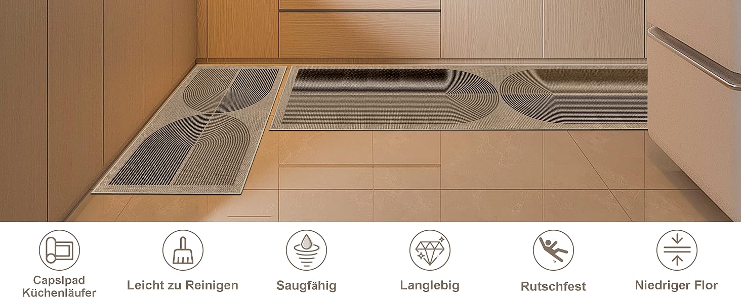 Килимок для підлоги 80x200 см з джуту - чорно-коричневий, неслизький, для кухні, коридору, спальні, балкону