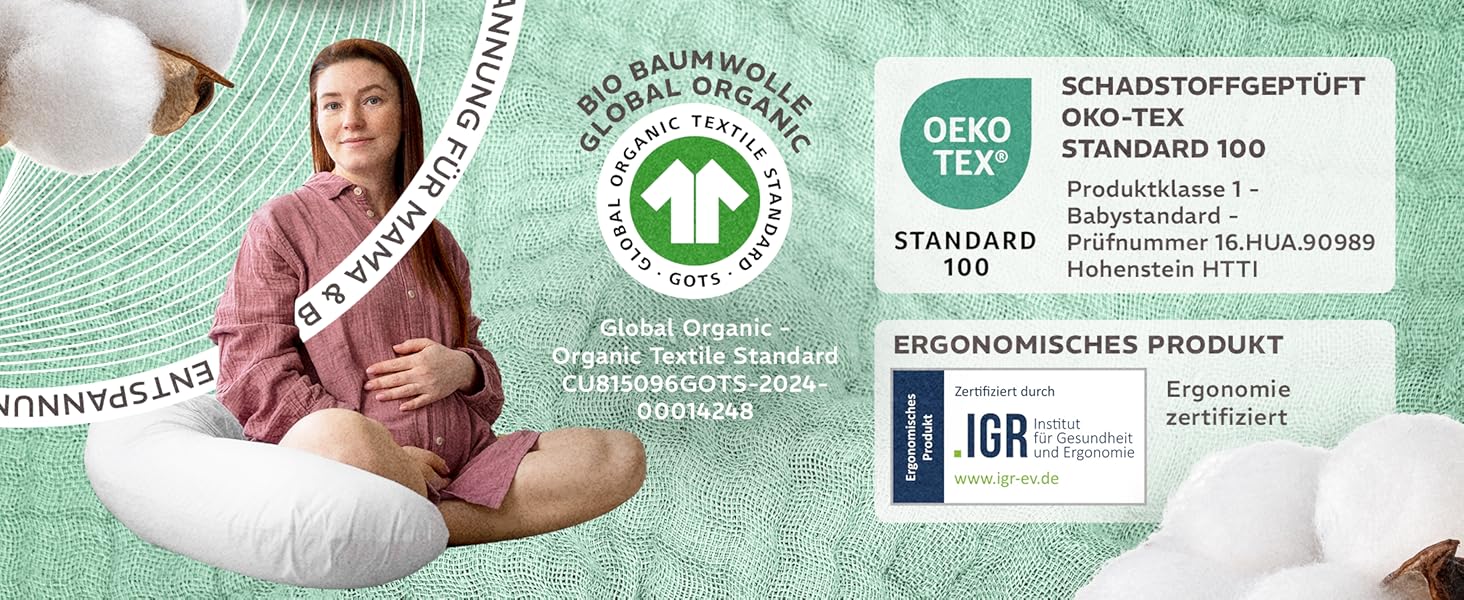 Подушка для годування sei Design XXL 190x30 см з мусліновою наволочкою, ергономічна, для вагітних, для сну на боці, комфортна подушка для дорослих, наволочка з 100% бавовни [органічна бавовна]