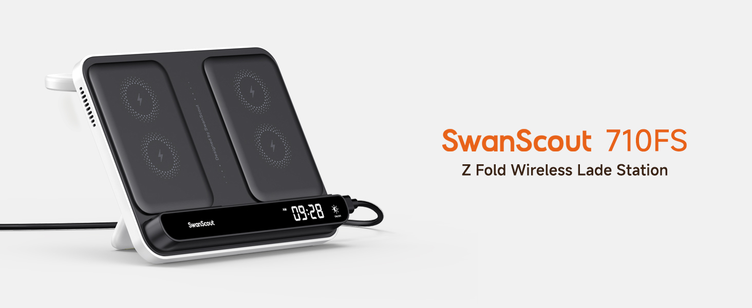 Бездротова зарядка SwanScout 30W для Samsung Galaxy Z Fold 7/S25 Ultra/S25, iPhone 17/16, Galaxy Watch 8/7/6 – швидка зарядка